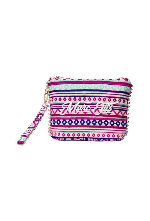 Marc ellis, Geanta-etui din material textil cu logo brodat, Roz inchis