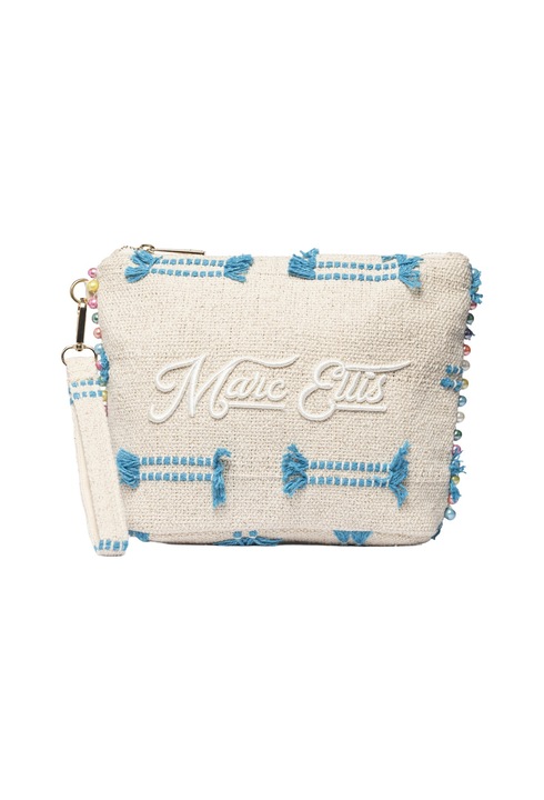 Marc ellis, Geanta-etui din material textil cu logo brodat, Albastru, Bej deschis