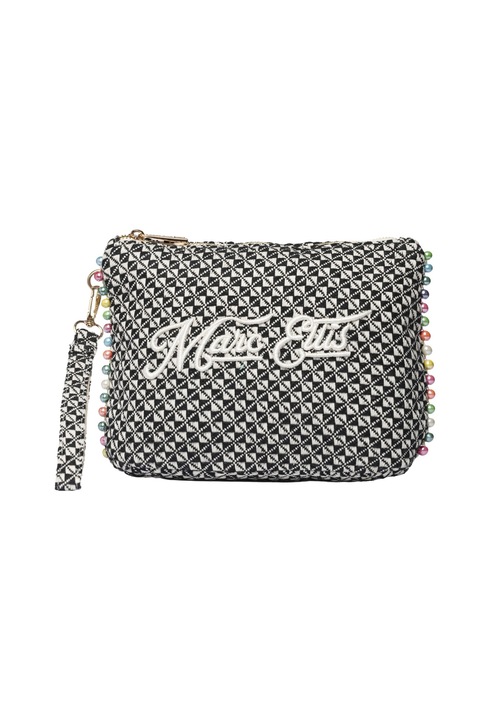 Marc ellis, Geanta-etui din material textil cu logo brodat, Alb, Negru