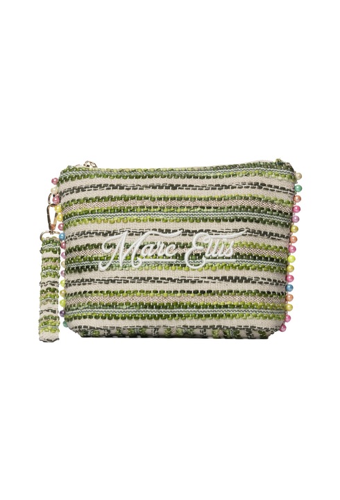 Marc ellis, Geanta-etui din material textil cu logo brodat, Verde, Bej