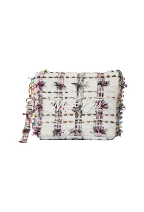 Marc ellis, Geanta-etui din material textil cu logo brodat, Alb