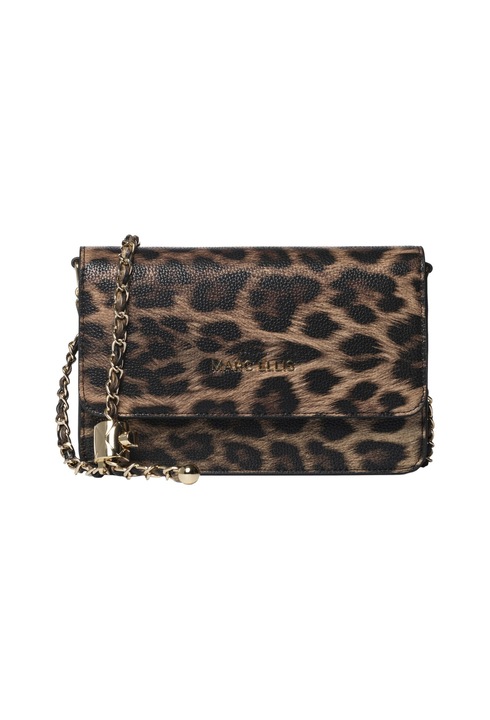 Marc ellis, Geanta plic de piele ecologica cu animal print, Negru, Maro camel