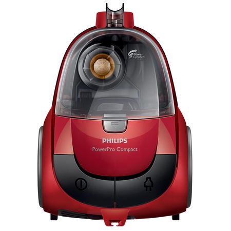 Aspirator fara sac Philips PowerPro Compact FC9323/09, 1.5 l, Tub telescopic metalic, 750 W, EPA 10, Negru/Rosu
