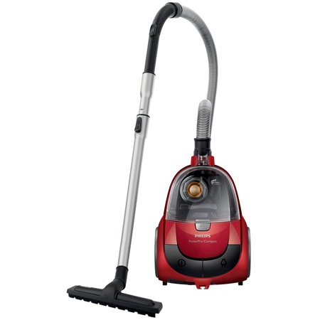 Aspirator fara sac Philips PowerPro Compact FC9323/09, 1.5 l, Tub telescopic metalic, 750 W, EPA 10, Negru/Rosu