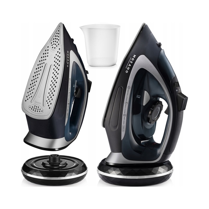 Fier de calcat cu aburi Mozano Ultimate Smooth, 2600W, ceramic, negru-auriu, 33x16x12cm