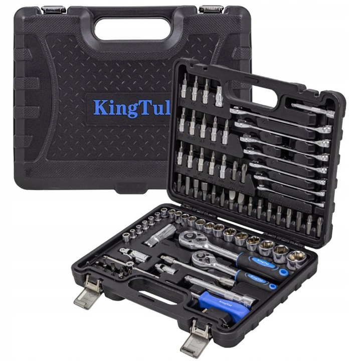 KingTul szerszámkészlet, 82 darab, 1/4" és 3/8", többszínű, különböző méretek