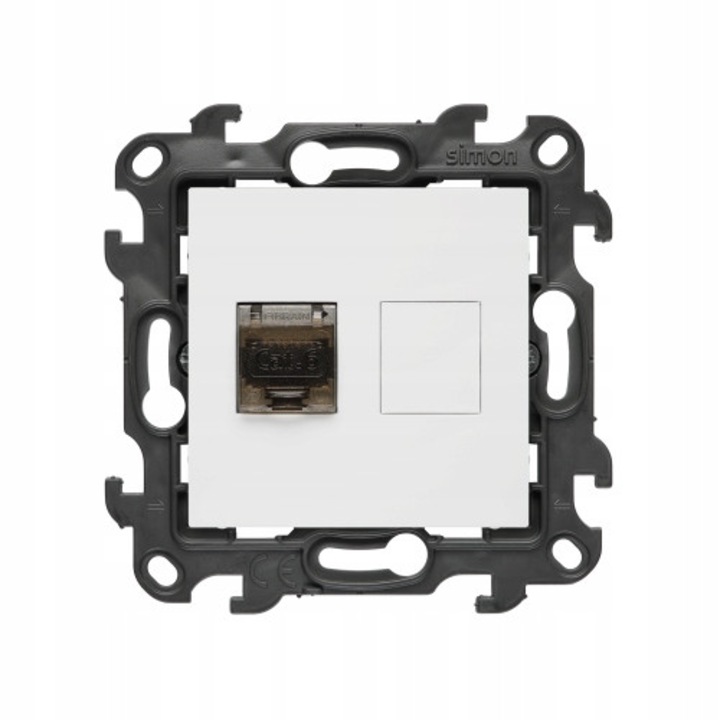 Priza retea RJ45 Kontakt Simon Simon 24 N61E.01/11 (7GEYSXCOM), cat.6 ecranata, cu terminal IDC si clapeta antipraf, alb, 1 modul