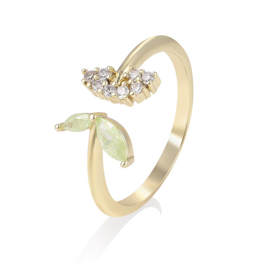 Inel placat cu aur Green Crystal Butterfly