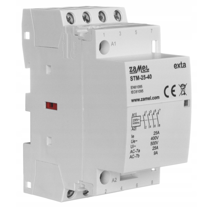 Модулен контактор Zamel STM-25-40 25A 230V 4NO сив 3.5x8.1x6.8cm