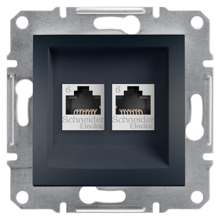 Priza dubla RJ45 Schneider Electric Asfora antracit 2x cat.6 UTP