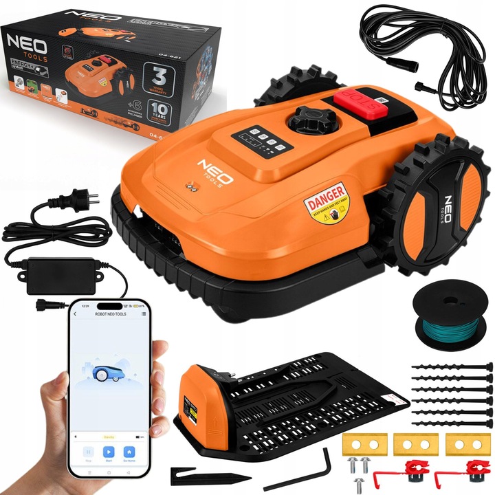 Робот за косене на трева NEO TOOLS E+ 50W без батерия 46.5x29.5x77.5cm многоцветен