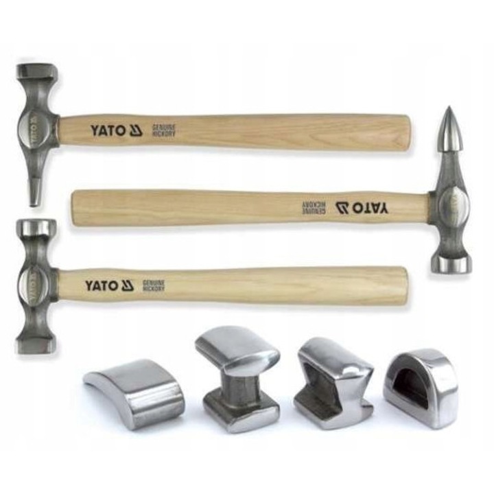 Set 7 Ciocane Tabla Yato, Pentru Prelucrari Tabla, Lemn Hickory