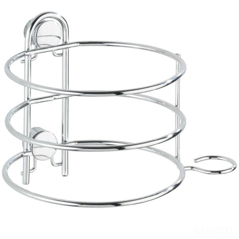 Suport pentru uscatorul de par Wenko Classic, Otel inoxidabil, 13.5 x 11 x 10.5 cm, 9.5 cm diametru, Argintiu