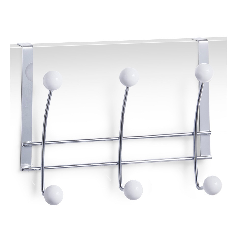 Suport Zeller pentru usi, 3 carlige, Otel, Alb