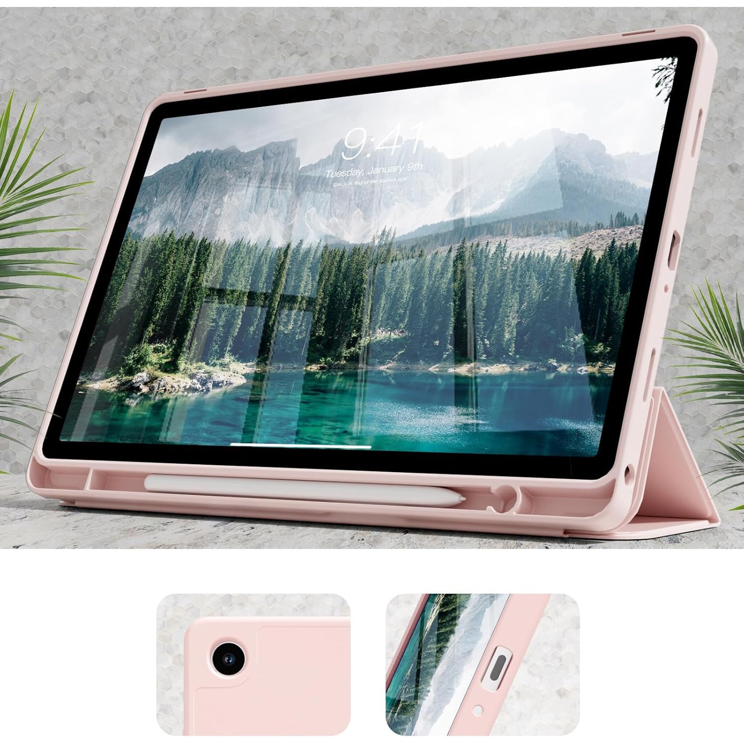 Husa pentru tableta, Supero, Samsung, compatibila Galaxy Tab A11 8, 7 / A9 8, 7, spate transparent tare rezistent la zgarieturi, suport integrat pentru stylus, functie auto-wake/auto-sleep, clapeta rabatabila tip stand, decupaje precise, negru