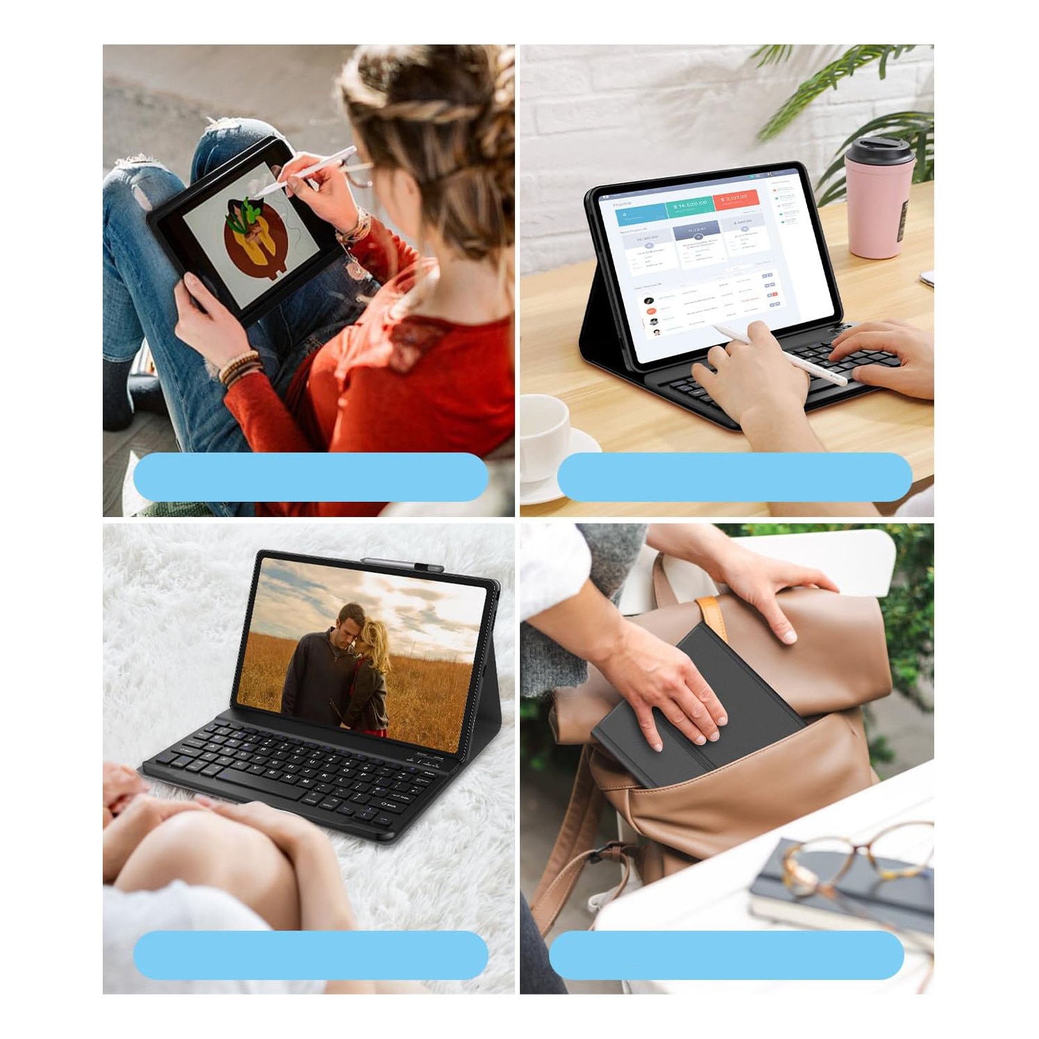 Husa cu tastatura, Supero, compatibil Lenovo, pentru Tab M11 10.95" / Tab K11E 11" (TB330/TB-331FC/TB-330FU/TB-330XU), tastatura magnetica Bluetooth, suport reglabil pentru unghiuri multiple, spate dur rezistent la zgarieturi, suport pentru stylus