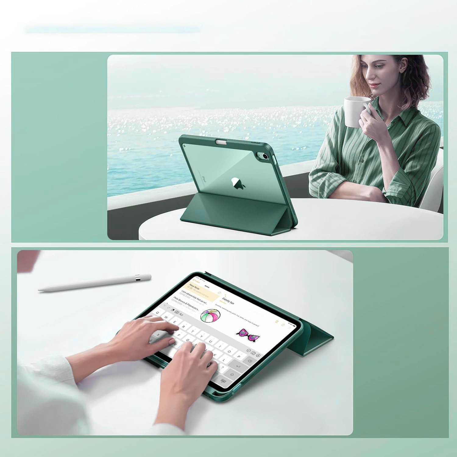 Husa cu clapeta, Supero, compatibila cu Apple iPad, din piele, compatibila iPad 11" A16 2025 si 10.9" 2022, suport pentru Apple Pencil toate generatiile, inchidere magnetica, protectie la umezeala usoara, negru