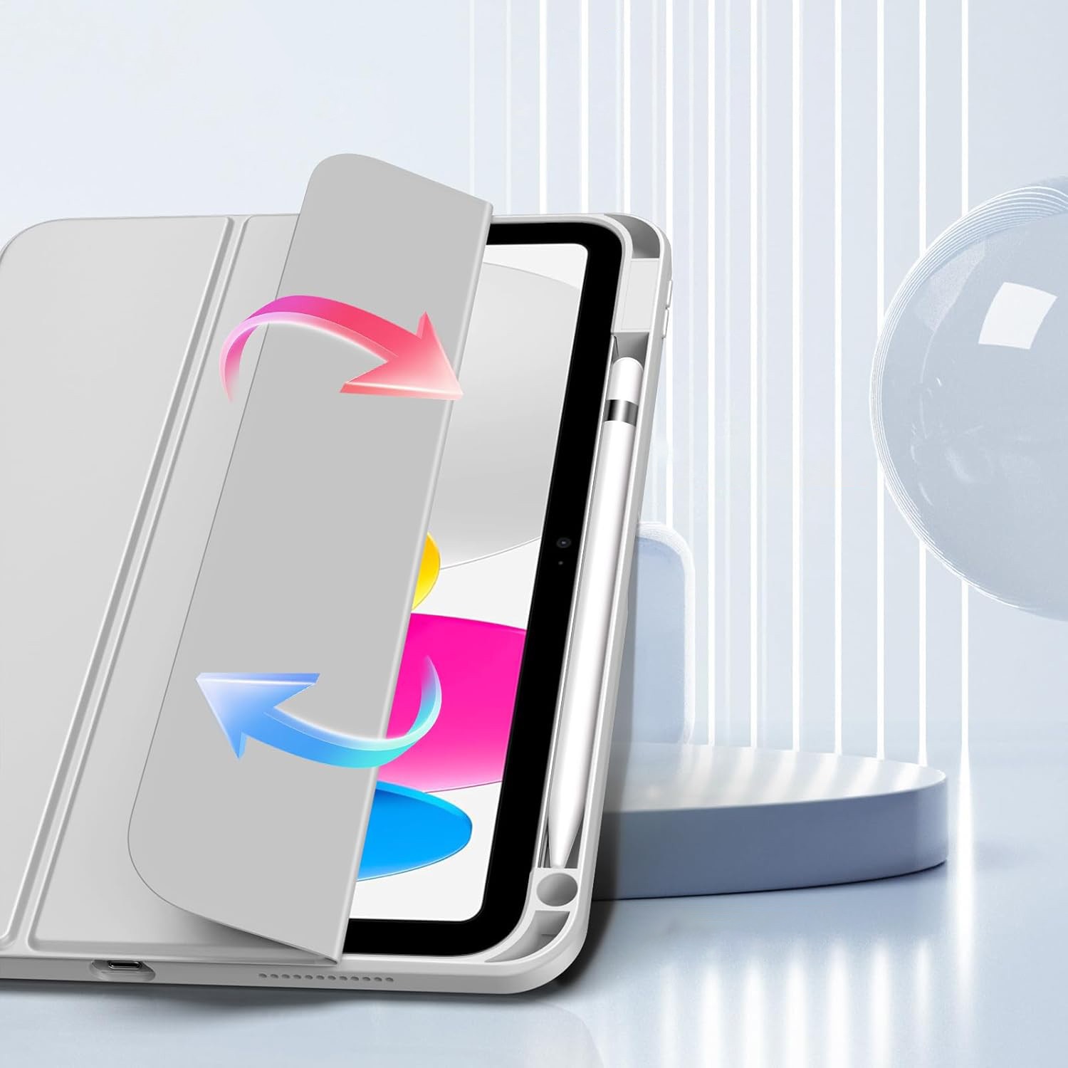 Carcasa pentru iPad, Supero, Apple, compatibila iPad 10.9" 2022 10‑GEN si iPad 11" A16 2025 11‑GEN, protectie transparenta anti‑ingalbenire, suport integrat pentru Apple Pencil, decupaje pentru incarcare, transparent