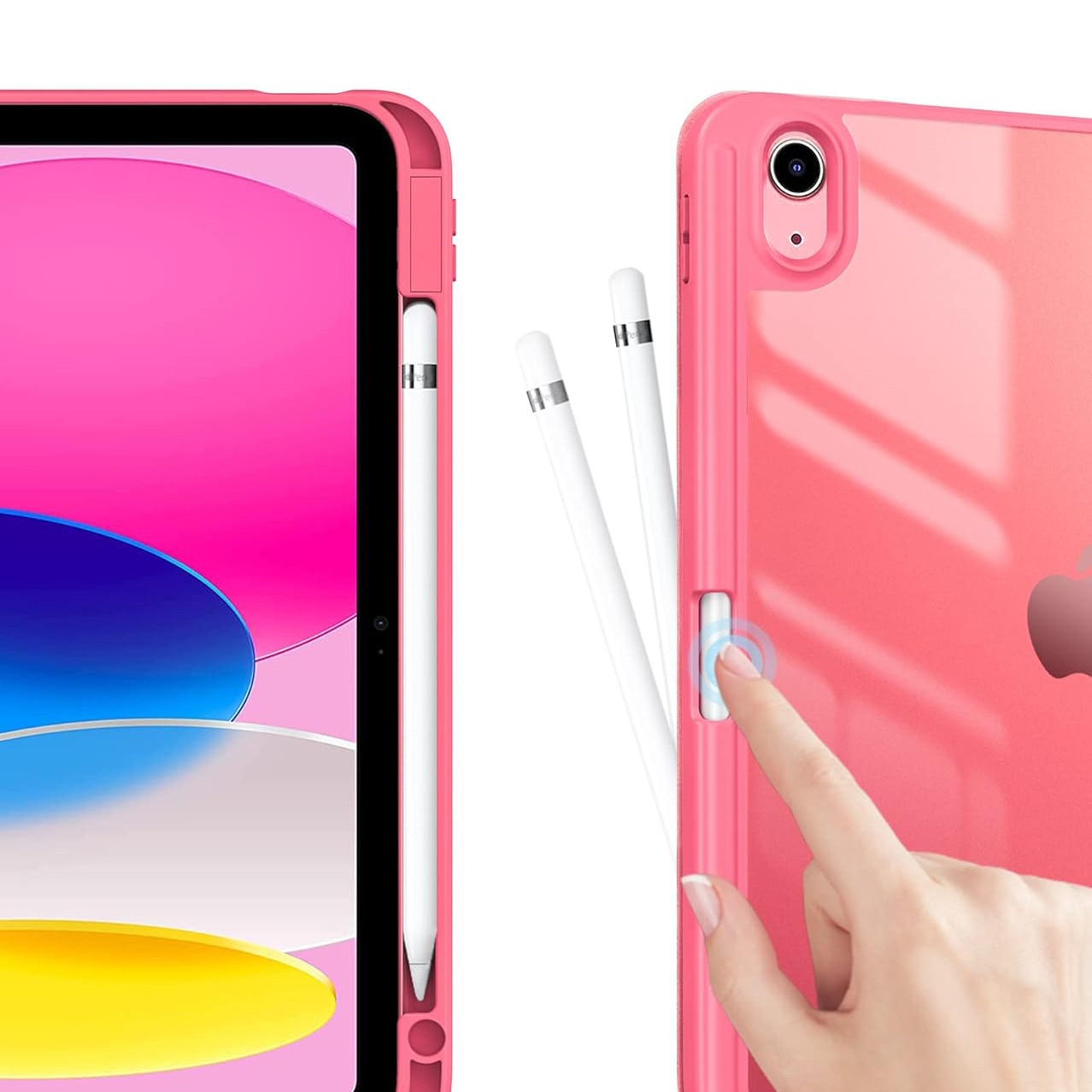 Husa cu clapeta, Supero, compatibil Apple iPad, spate dur transparent, suport integrat Apple Pencil, functie auto-wake/auto-sleep, stand reglabil in 2 pozitii, decupaje precise pentru porturi, folie de protectie pe spate, pentru iPad 11" A16 11th Gen