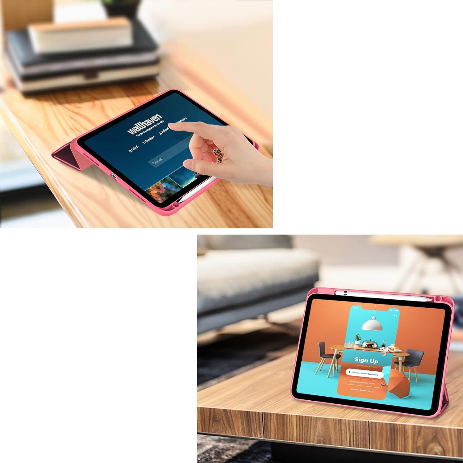 Husa cu clapeta, Supero, compatibil Apple iPad, spate dur transparent, suport integrat Apple Pencil, functie auto-wake/auto-sleep, stand reglabil in 2 pozitii, decupaje precise pentru porturi, folie de protectie pe spate, pentru iPad 11" A16 11th Gen