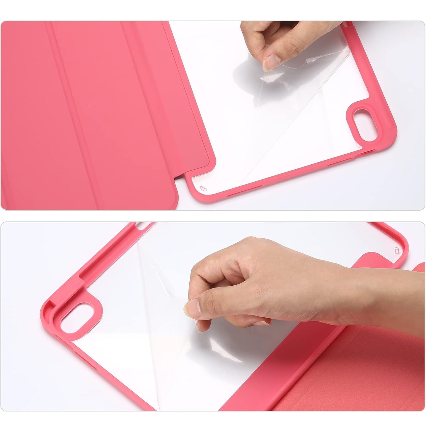 Husa cu clapeta, Supero, compatibil Apple iPad, spate dur transparent, suport integrat Apple Pencil, functie auto-wake/auto-sleep, stand reglabil in 2 pozitii, decupaje precise pentru porturi, folie de protectie pe spate, pentru iPad 11" A16 11th Gen