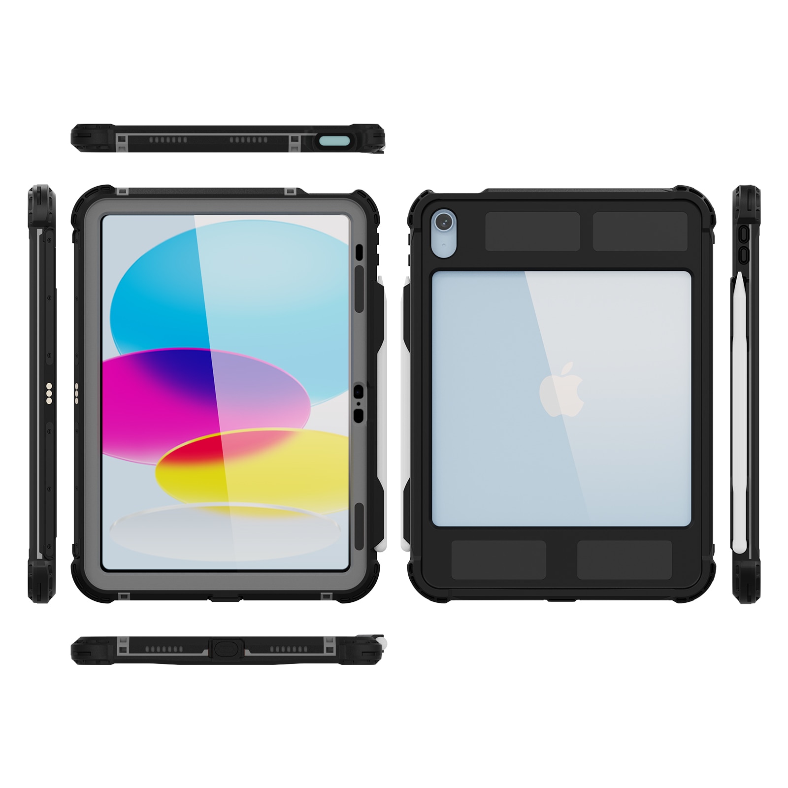 Husa impermeabila, Supero, compatibila cu iPad, protectie 360° IP68, pentru iPad 11" 11 GEN 2025 / 10.9" 10 GEN 2022, material TPU+PC, cu protectie camera, curea umar si maner, margini intarite, transparenta touchscreen, anti-alunecare, rezistent la