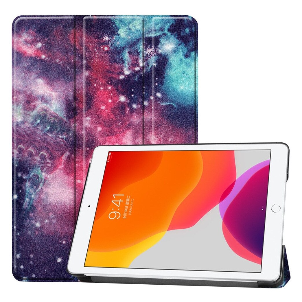 Husa pentru Apple iPad 10.2" (Gen 7/8/9 2019/2020/2021), GalaxyPrint, Imprimeu stele, Protectie completa, Multicolor