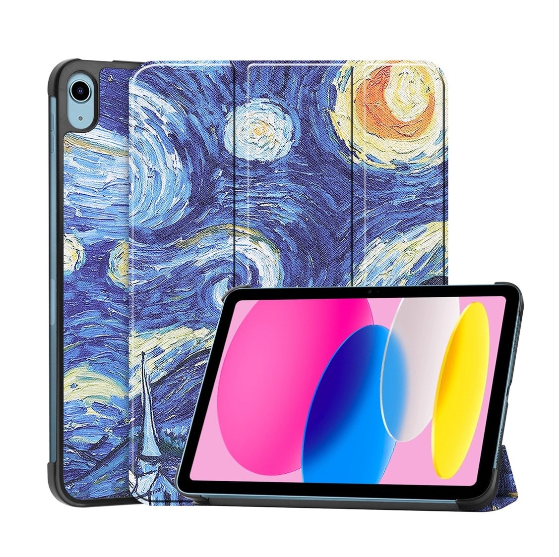 Husa pentru Apple iPad 10 / iPad 11 (A16) (10.9"-11"), StarryNight, Imprimeu Van Gogh, Protectie completa, Albastru