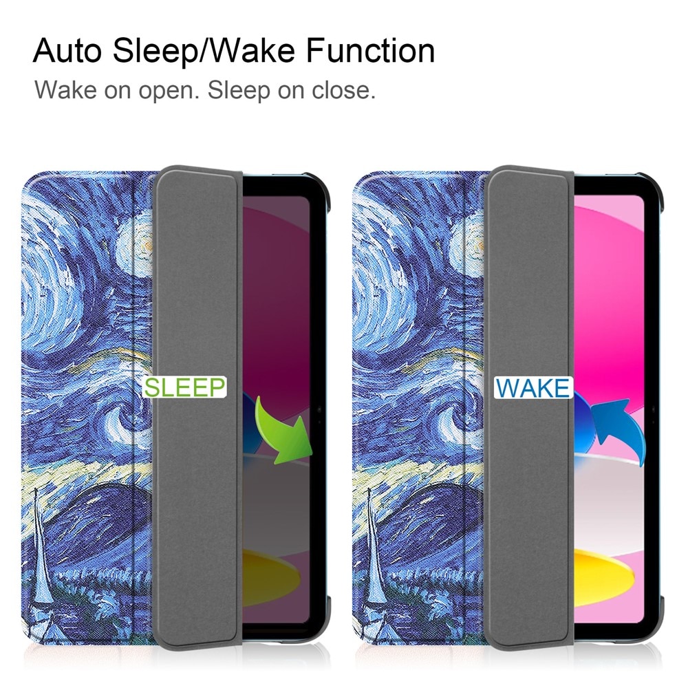 Husa pentru Apple iPad 10 / iPad 11 (A16) (10.9"-11"), StarryNight, Imprimeu Van Gogh, Protectie completa, Albastru