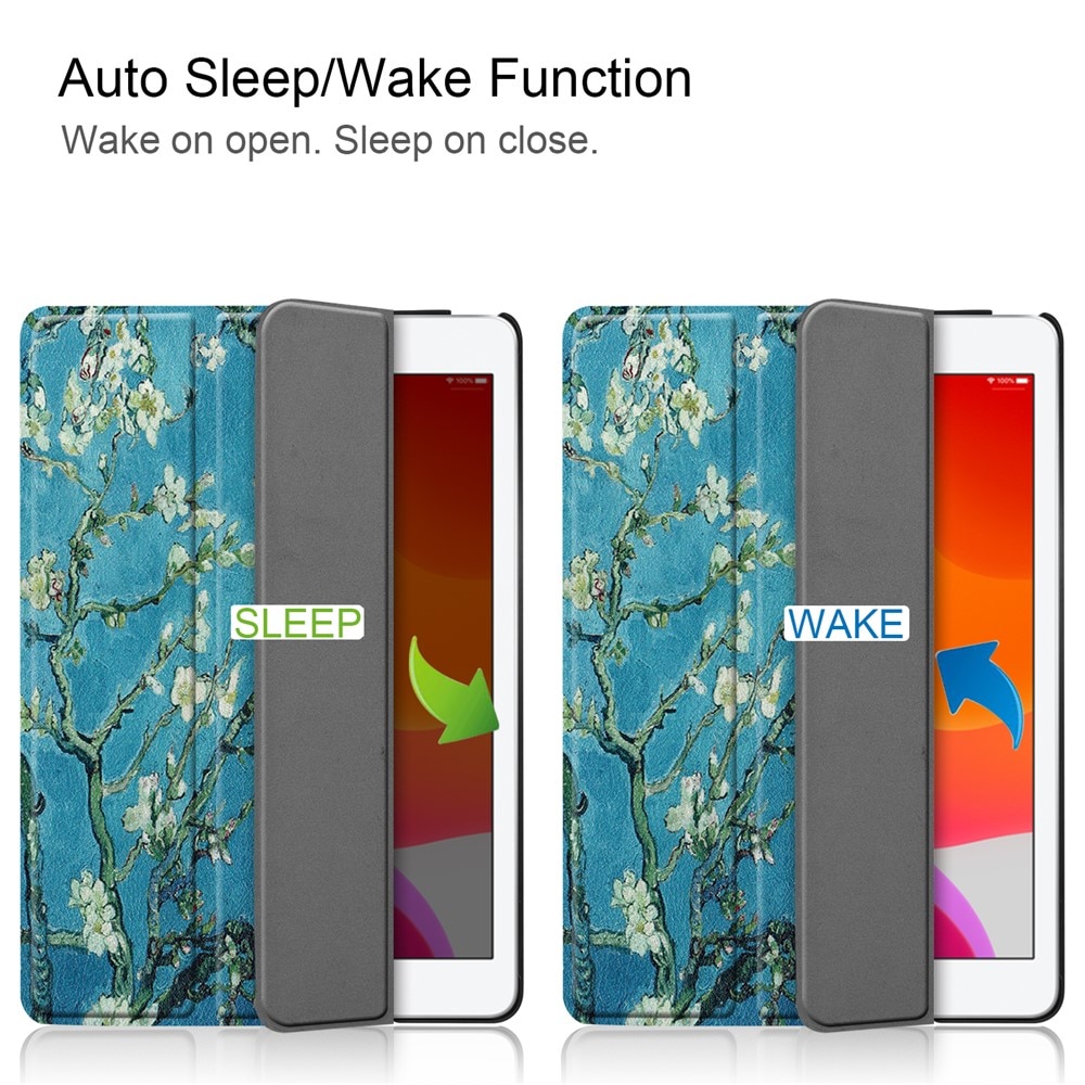 Husa pentru Apple iPad 10.2" (Gen 7/8/9 2019/2020/2021), SpringFlower, Imprimeu floral, Protectie completa, Verde Albastru