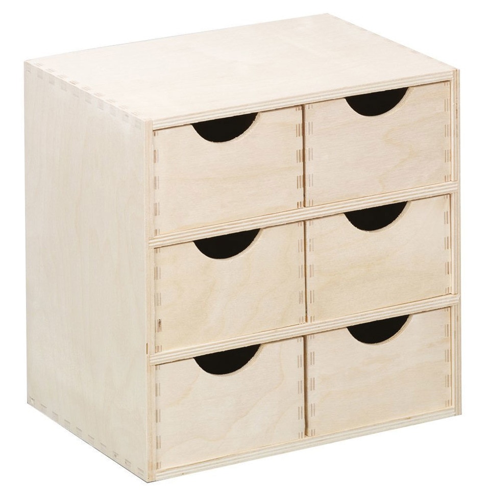 Dlap din lemn cu 6 sertare, Zeller, 28 x 20 x 28 cm