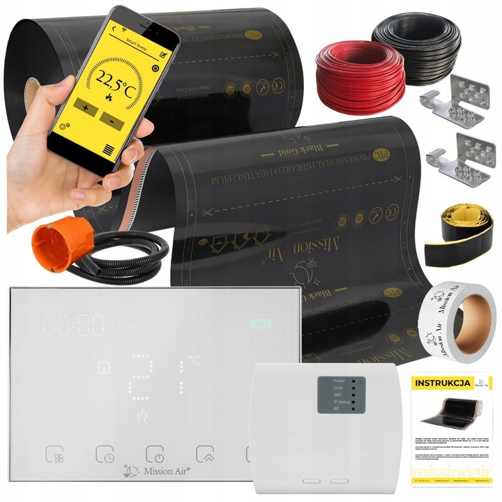 Folie incalzire pardoseala Mission Air Black Gold PTC 160W/m alb 2.5m set cu regulator WiFi