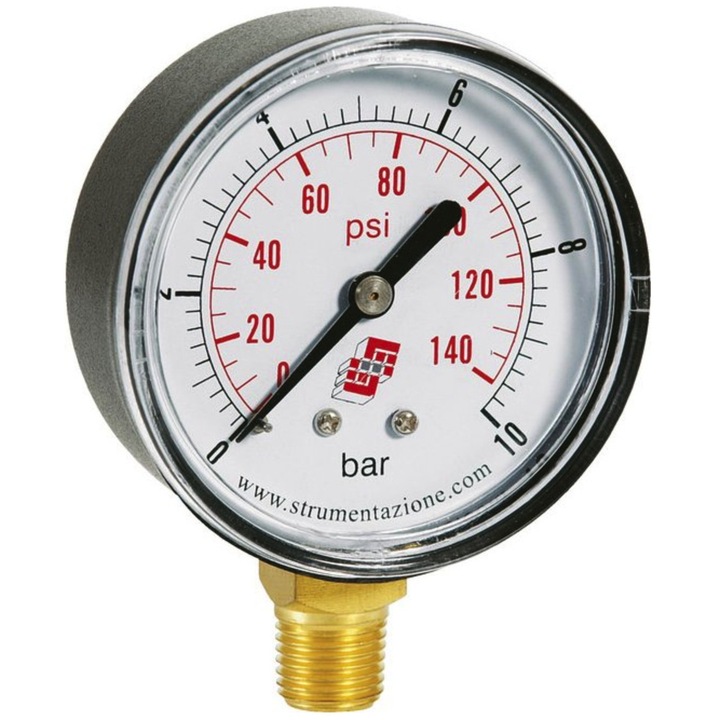Radiális nyomásmérő 0-1.6 bar 1/8" 63mm fekete műanyag