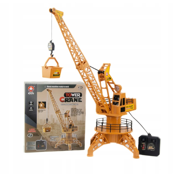 Macara electrica telecomandata For Fun, galben-negru, 48x30x30cm, rotire 360°