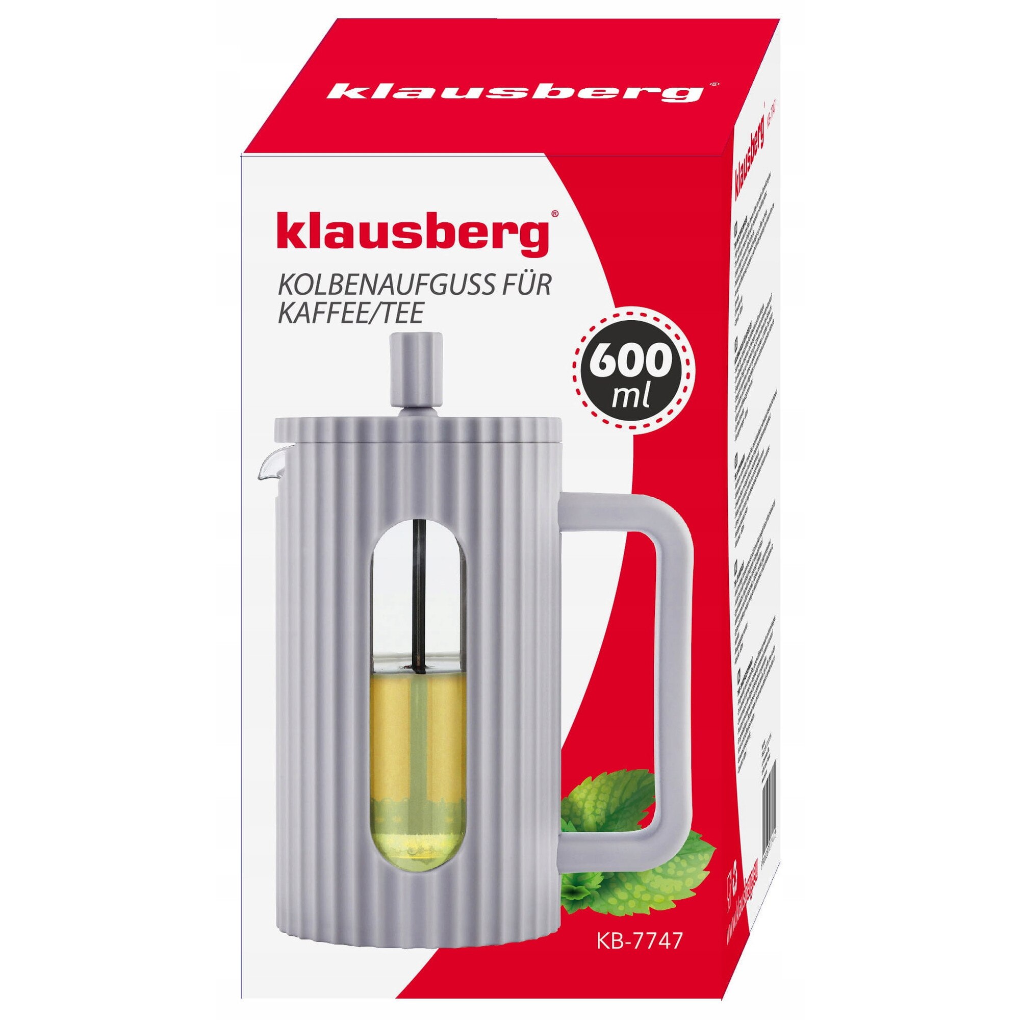 Zaparzacz Klausberg KB-7747 French Press 600ml gri 19.5x14.2x9.8cm