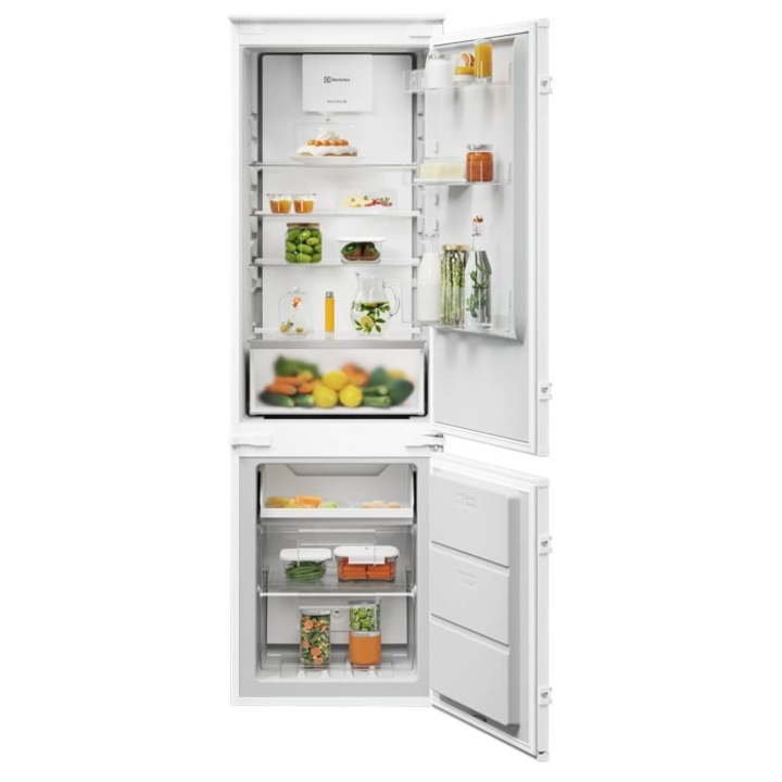 Combina frigorifica incorporabila Electrolux ENA7CE18S3, 248 l, Multiflow, Usa reversibila slide, Control electronic, No Frost, Clasa E, Nivel zgomot 37 db; 178x55x55 cm