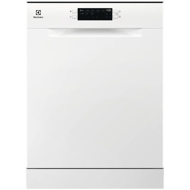 Masina de spalat vase independenta Electrolux E52SD110SW, Seria 500, 13 seturi, 8 programe, 3 temperaturi, AirDry; Nivel zgomot 43 db; Afisaj digital, Clasa D, Motor inverter, 60 cm, Alb