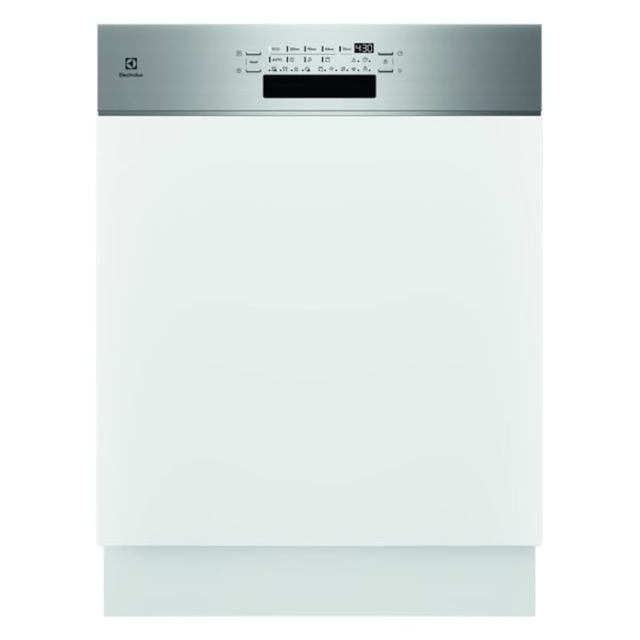 Masina de spalat vase partial incorporabila Electrolux KI82X220SX, Seria 800, 14 seturi, 9 programe, Brat Satellite; 4 temperaturi, Conectivitate WI-FI; Maxi Flex; AirDry; Iluminare interioara; Afisaj digital, Clasa A-10%, Motor inverter, 60 cm, Inox