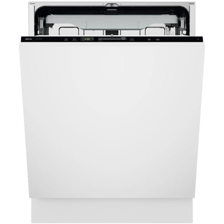Masina de spalat vase incorporabila AEG GI7210B2SN, Seria 7000; 14 seturi, 8 programe, 4 temperaturi, Maxi Flex; Conectivitate WI-FI; AirDry; QuickSelect; Usa Slide; Display LED, Semnalizare luminoasa pe podea; Clasa B, Motor inverter, 60 cm