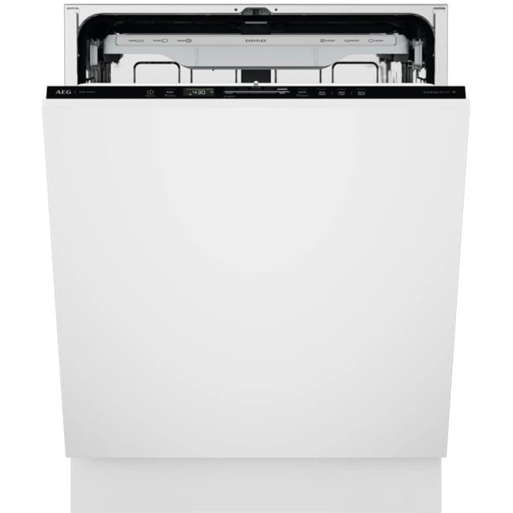 Masina de spalat vase incorporabila AEG GI8200B5PN, Comfort Lift; 14 seturi, 8 programe, 4 temperaturi, Maxi Flex; Brat Satellite; Iluminare interioara; WI-FI; AirDry; QuickSelect; Usa Slide; Semnalizare luminoasa pe podea; Clasa B, Inverter, 60 cm