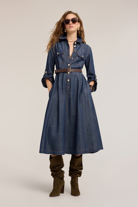 Motivi, Rochie-camasa din denim, Bleumarin
