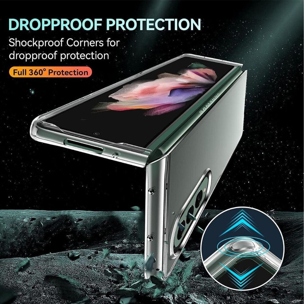 Husa Antisock, pentru Samsung Galaxy Z Fold 4, anti-yellow, colturi intarite, Policarbonat + silicon, Transparenta