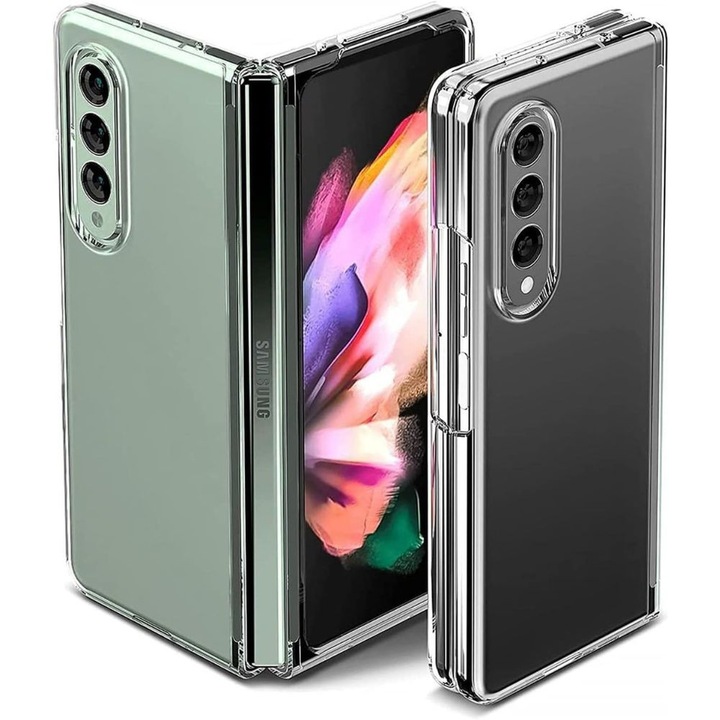 Husa Antisock, pentru Samsung Galaxy Z Fold 4, anti-yellow, colturi intarite, Policarbonat + silicon, Transparenta