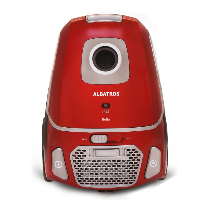 Aspirator cu sac Albatros Bella, putere motor: 900 W, Eco-type, culoare rosu-gi