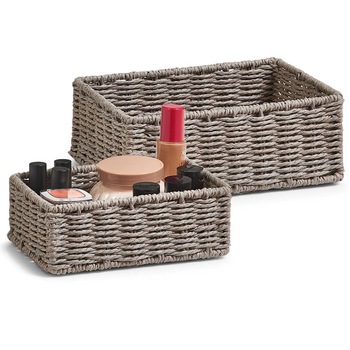 Set 2 cosuri de depozitare Zeller, Trestie, Gri Set 2 cosuri de depozitare Zeller, Trestie, Gri