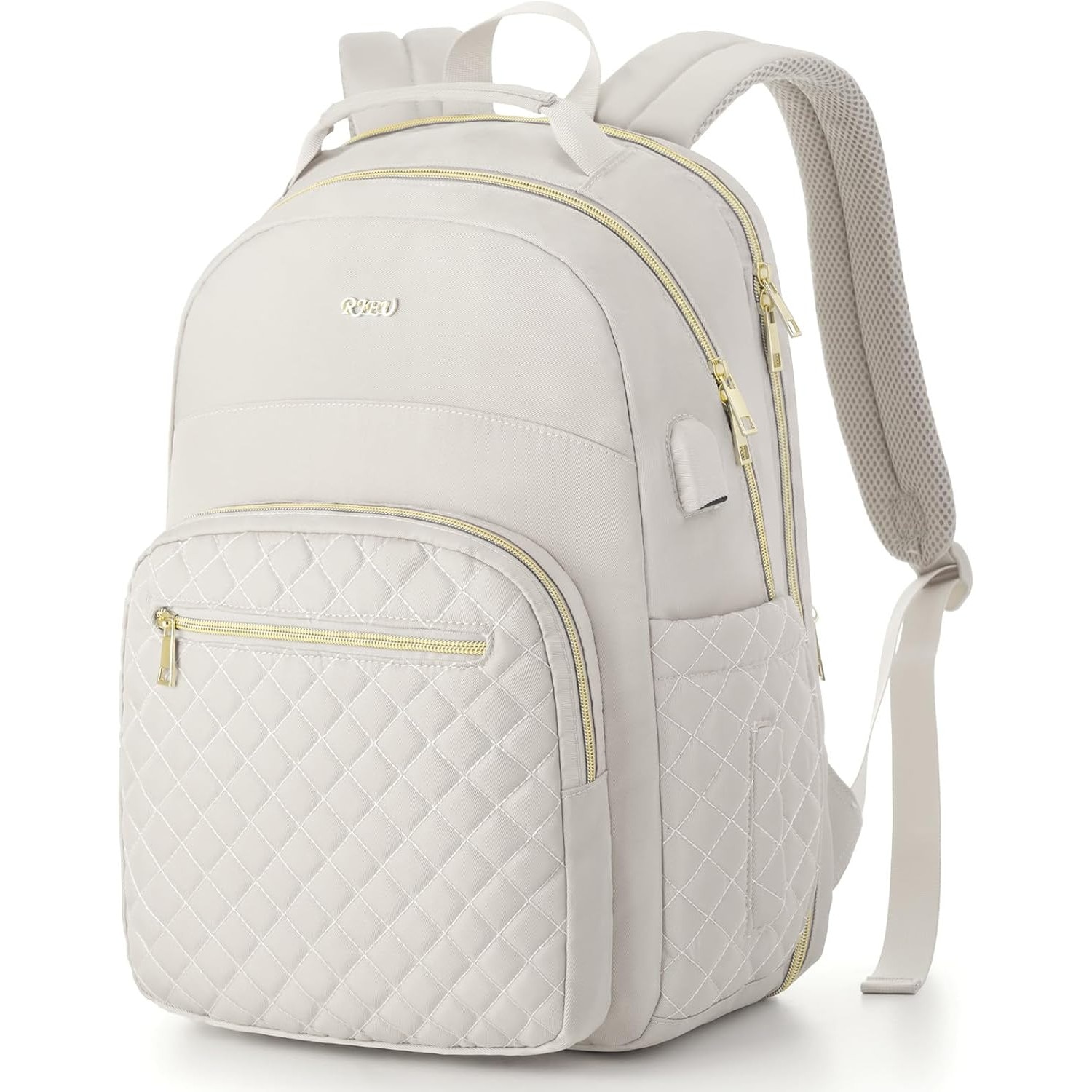 Rucsac Dama Modern, pentru Laptop 15.6", Scoala, Universitate, Calatorii - Bej
