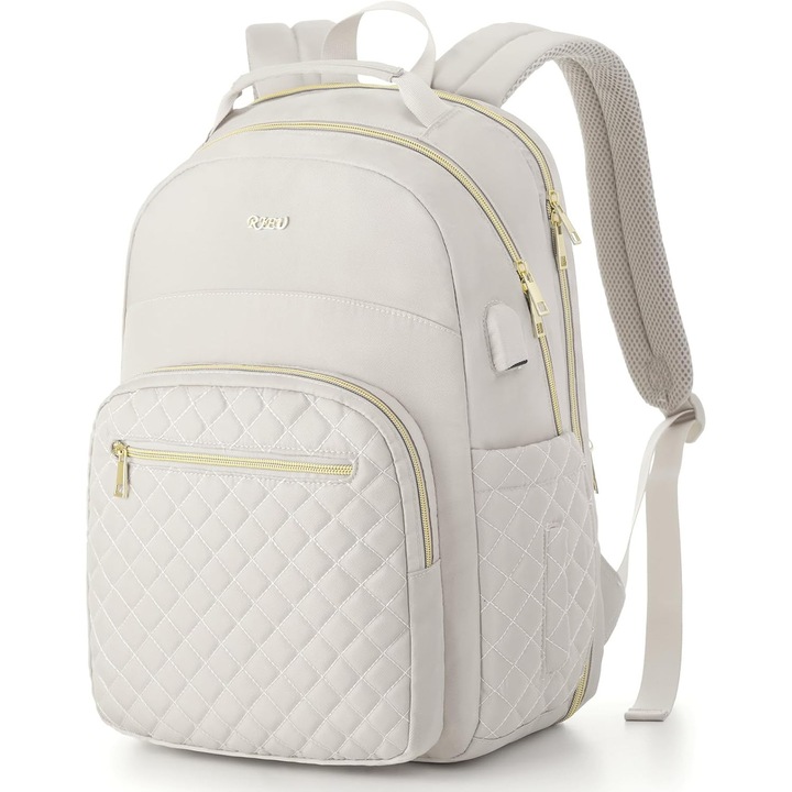 Rucsac Dama Modern, pentru Laptop 15.6", Scoala, Universitate, Calatorii - Bej