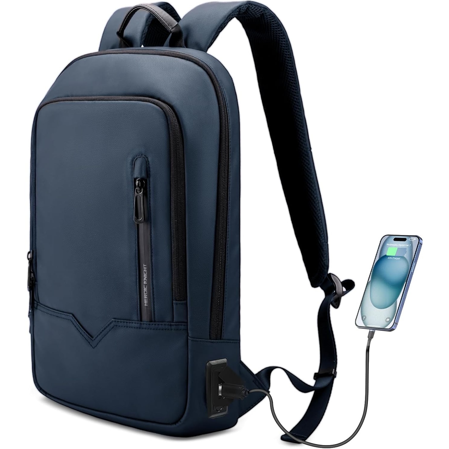 Rucsac Laptop Barbati, Impermeabil, cu Port USB, 17.3 inch, Albastru