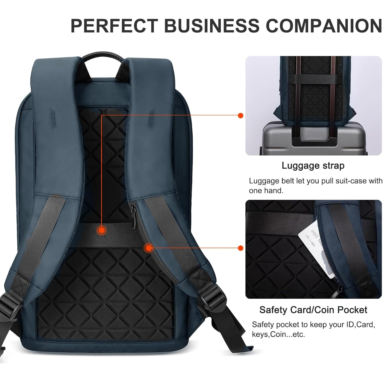 Rucsac Laptop Barbati, Impermeabil, cu Port USB, 17.3 inch, Albastru