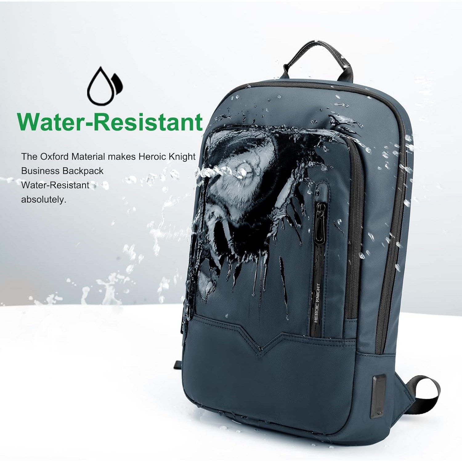 Rucsac Laptop Barbati, Impermeabil, cu Port USB, 17.3 inch, Albastru